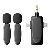 3-in-1-Mini-Lavaliermikrofone für iPhone/Android/Kamera mit Rauschunterdrückungsfunktion, One by Two